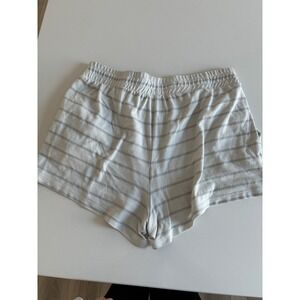 Z Supply Womens Striped Lounge Shorts Size L G Gray White Elastic Waist